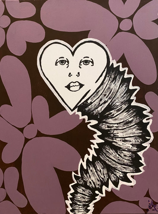 "Mauve Hearts" print